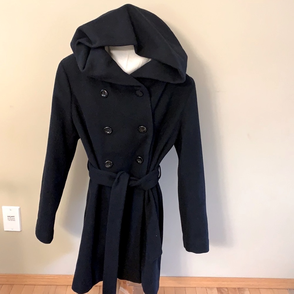 Long wool hooded coat